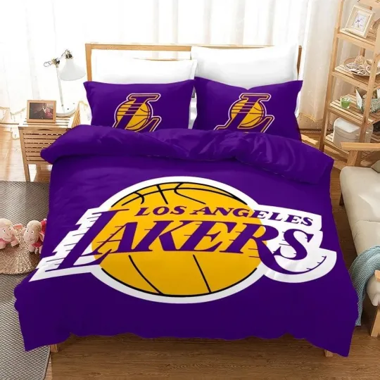 Discover NBA Lakers Logo Basketball Duvet Cover Bedding Set