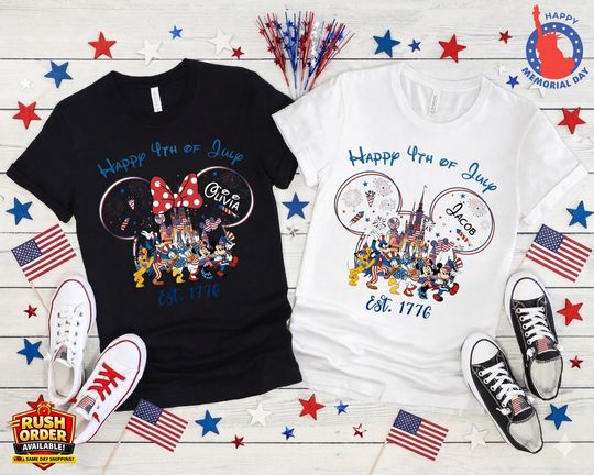 Discover Disney 4th of July Family Shirt, Personalized Mickey Minnie Firework Squad Tee, Matching July 4th Group Shirt, Quality Bella Canvas Shirt
