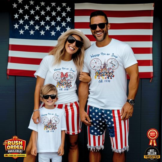 Discover Custom Disney 4th of July Shirt Est 1776, Personalized Happy 4th of July Mickey Minnie Tee, Matching Shirt, Quality Bella Canvas Shirt
