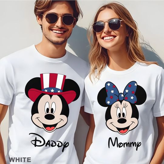 Discover Disney Mickey and Minnie Mouse Shirt, 4th of July Stars and Stripes (631435)