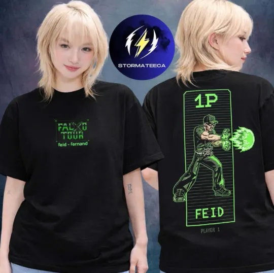 Discover Feid Merch Falxxo Tour 2026 Player 1 Two Sided Unisex T-Shirt