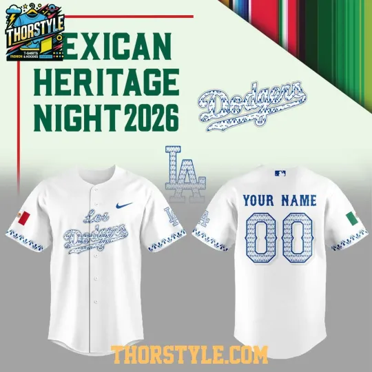 Discover Dodgers x Mexican Heritage Night 2026 Personalized Baseball Jersey Size S-5XL
