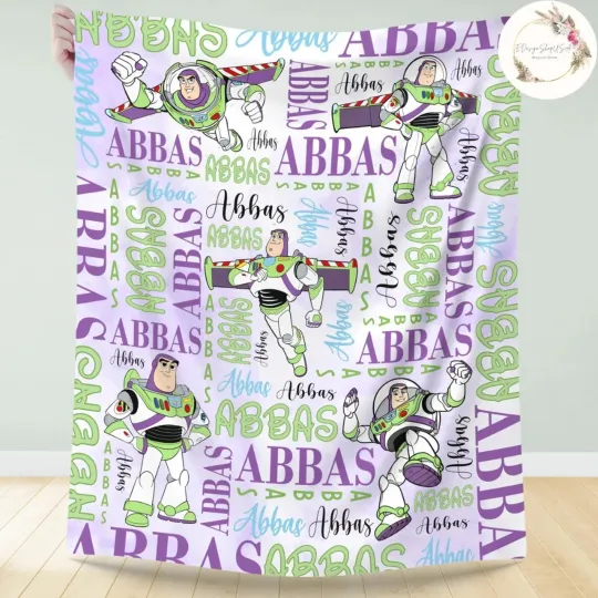 Discover Space Ranger Toy Friends Flannel Blanket Custom Name Birthday Gift Cozy