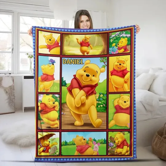 Discover Personalized Cute Cartoon Honey  Bear Friends Flannel Blanket Gift Throw