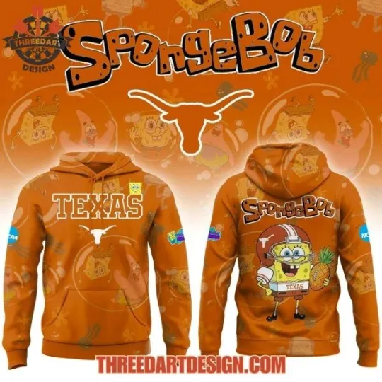 Texas Longhorns Spongebob Night All Over Print 3D Hoodie Gift