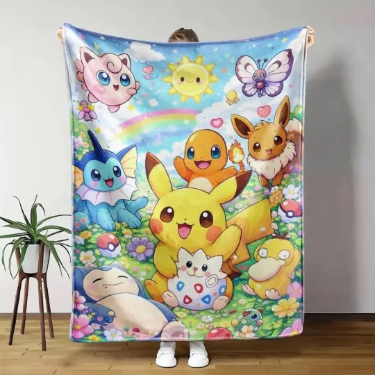 Discover Cute Pocket Monster Garden Fleece Blanket