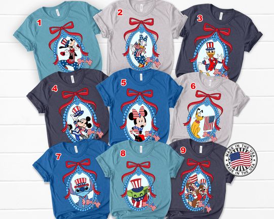 Discover Coquette Bow Disney 4th Of July Shirt, Disney USA 4th of July Shirt, Mickey 4th Of July Shirt, Mickey and Friends 4th July Mickey USA Shirts