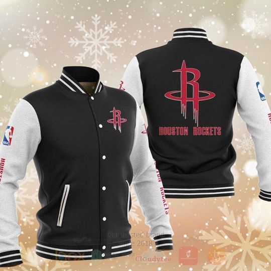 Discover NBA Houston Rockets Black White Baseball Jacket