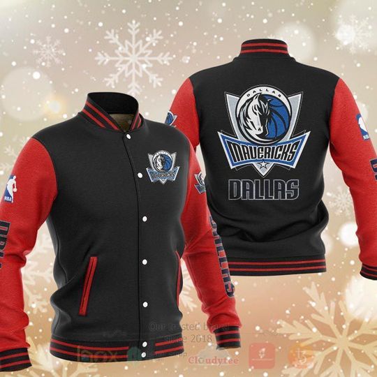 Discover NBA Dallas Mavericks Black Red Baseball Jacket