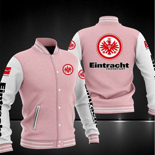 Discover Eintracht Frankfurt Pink White Baseball Jacket