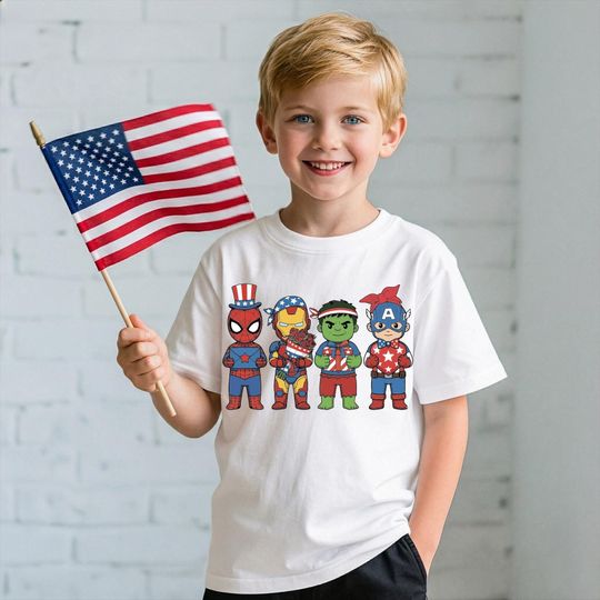 Discover Avengers USA Shirt, Superhero 4th of July T-Shirt, Marvel Patriotic Boy Tees, Memorial Day, America 250th Anniversary Tees