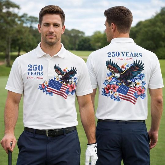 USA 250th Anniversary Polo Shirt Polo Shirt, United States Eagle Independence Day Apparel