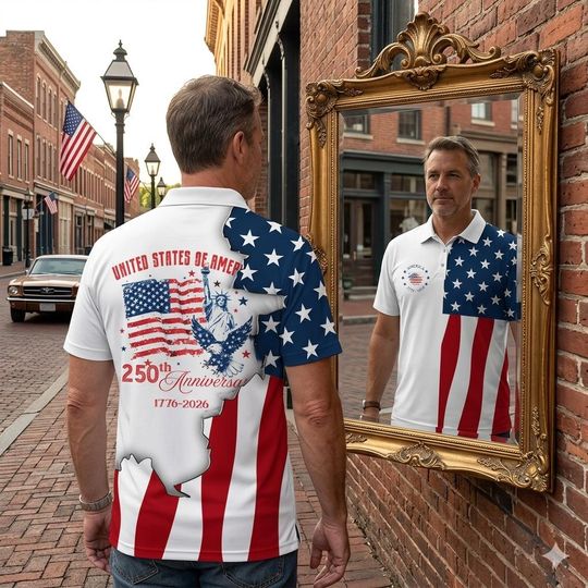 United States of America 250th Anniversary Polo shirt Patriotic Vintage Flag 4th of July Tee 250 Years of Independence Polo