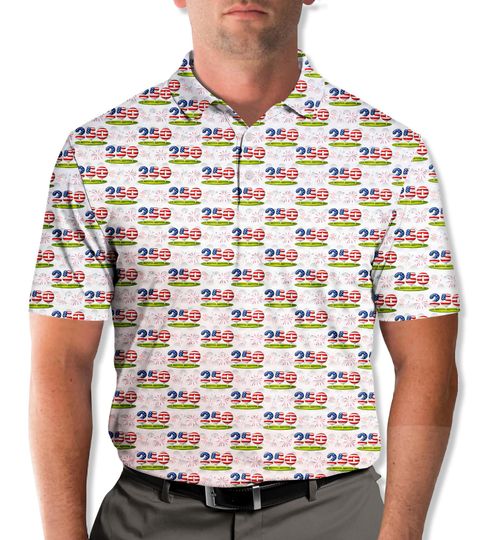 USA 250th Anniversary Polo Shirt for Men Women, Patriotic American Flag Polo, Fourth of July Golf Polo, Independence Day Polo Shirt