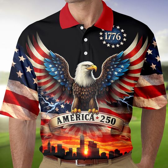 Discover 250 Years Independence Day Polo Shirt, America 250th Anniversary Polo Shirt, USA 250 Years, 1776 - 2026 Semiquincentennial, 4th Of July Gift