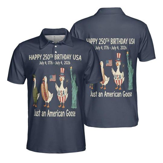 Discover America 250th Birthday Patriotic Polo Geese Military Uncle Sam Lady Liberty Men's Polo Shirt (Lightweight)