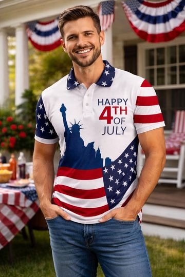 Discover USA 250th Anniversary Polo Shirt, American Flag 1776-2026 Patriotic Polo, United States Independence Day Apparel, Perfect For July 4Th Day
