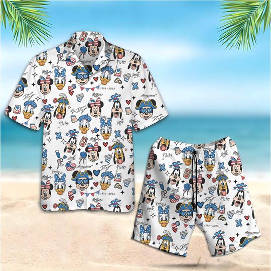Discover Disney 4th July Disney Hawaiian Shirt, Mickey&Friends Hawaiian Shirt, 4th of July Fireworks, Disney 4th of July Hawaiian Shirt and Shorts