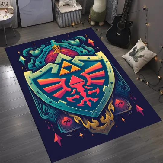 Discover Zelda, Zelda Legend Rug, Legend of Zelda, Game Room Rug, Gaming Area Rug
