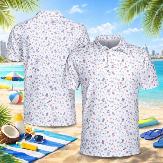 Discover Funny American Independence Day 4 Of July Merica Golf Men's Polo Shirt