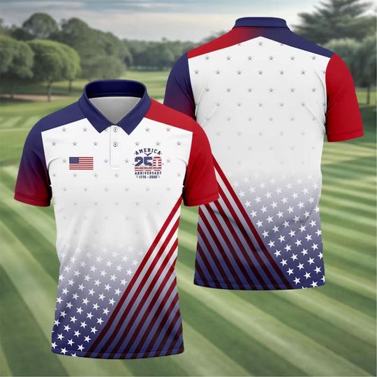 America 250 Anniversary Golf Polo, 17762026 USA 250th Anniversary Golf Shirt, Fourth of July Golf Polo