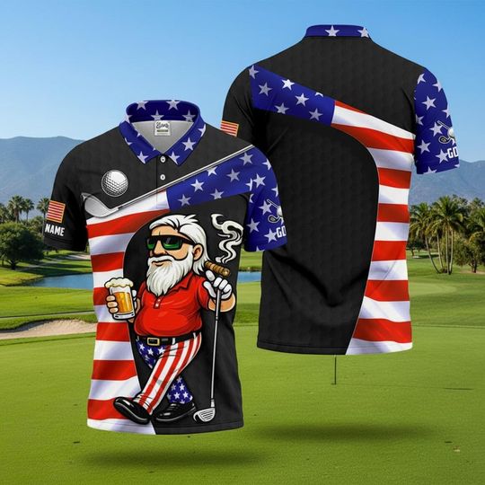 Discover Patriotic Golf Beer Shirt  Mens 4th of July Golf Polo, 250th Anniversary Golf Shirts For Men, Golf Course Pattern Shirt