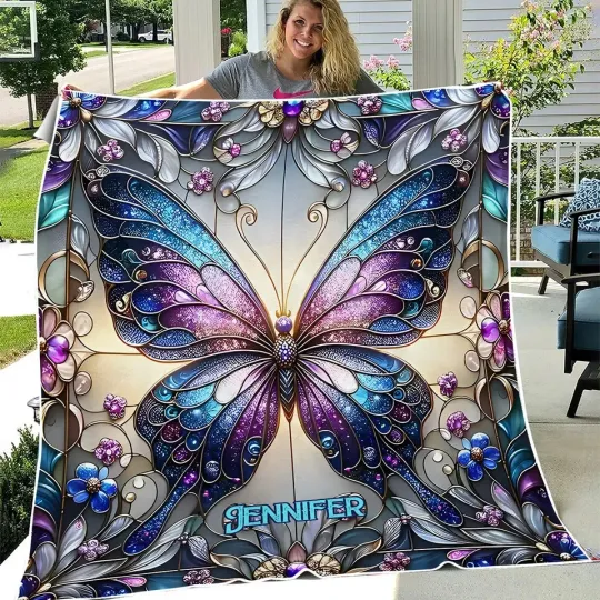 Discover Personalized Butterfly Fleece Blanket