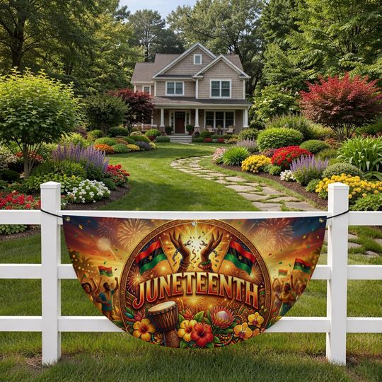 Juneteenth Fan Flag, Juneteenth Fence Decor, Black History Flag, African American Freedom Day Decoration Outdoor Yard AYDB11