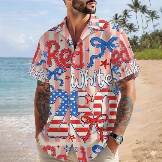 Discover 250 Years Of Freedom America Hawaiian Shirt, USA Eagle 4th Of July Button Up Shirt, Patriotic Gift For Veteran, Independence Day Aloha Shirt
