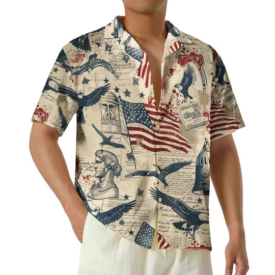 Discover America 250 Hawaiian Shirt, We The People 17762026 Button Up, Fourth of July Patriotic Eagle Shirt, 250 Years Independence Day Outfit