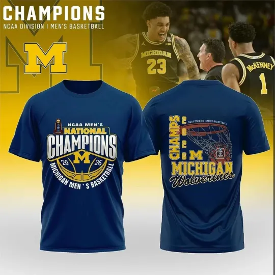 Michigan Wolverines Men’s Basketball National Champions 2026 2 sided shirt