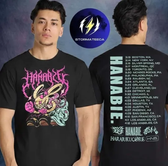 Discover Hanabie. Merch North America Tour 2026 Band Tour Harajuku Core T-Shirt