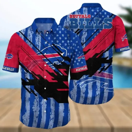 Discover Buffalo Football Team Billss Hawaiian Shirt American Flag Summer Gift For Friend