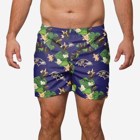Discover football Baltimore Ravenss Floral Men Beach Shorts