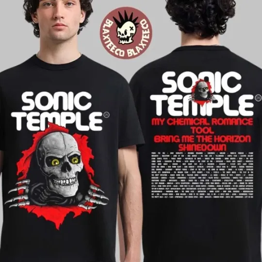 Discover Sonic Temple 2026 Festival Double Sided T-Shirt in Columbus Ohio at Art Music Festival in May