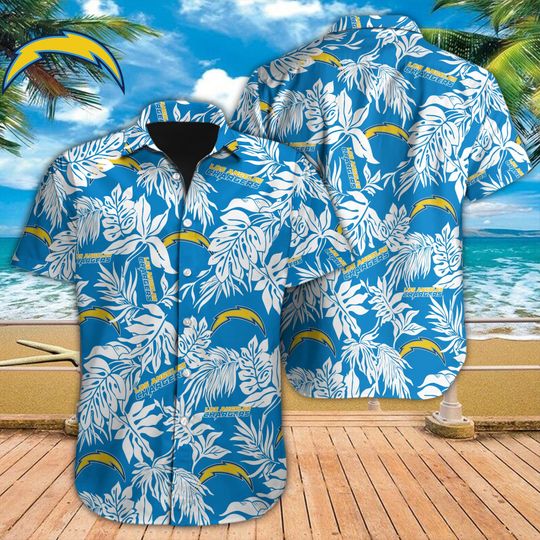 Discover football Los Angeles Chargers Tropical Leafs Hawaiian Shirt