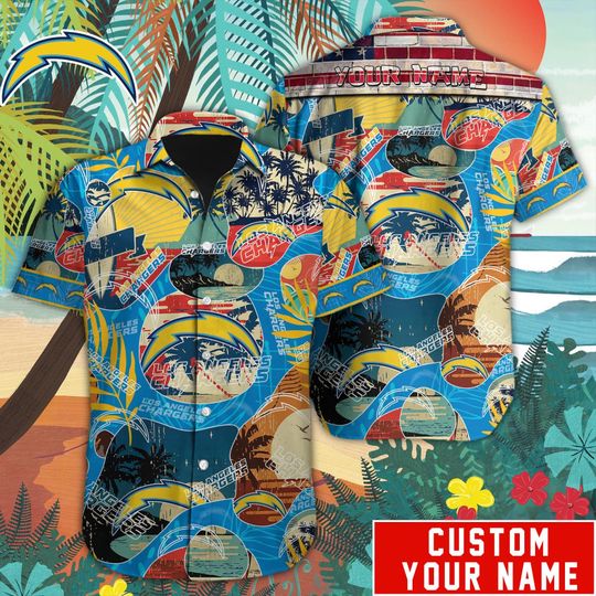 Discover football Los Angeles Chargers Custom Name Special Vintage Style Hawaiian Shirt