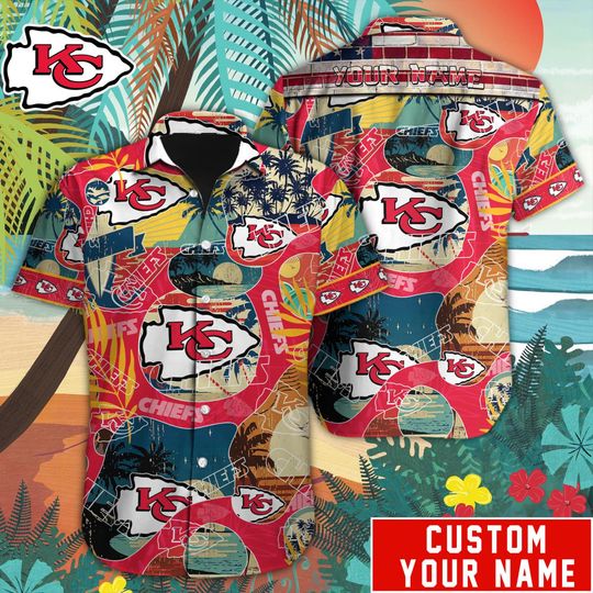 Discover football Kansas City Chiefs Custom Name Special Vintage Style Hawaiian Shirt