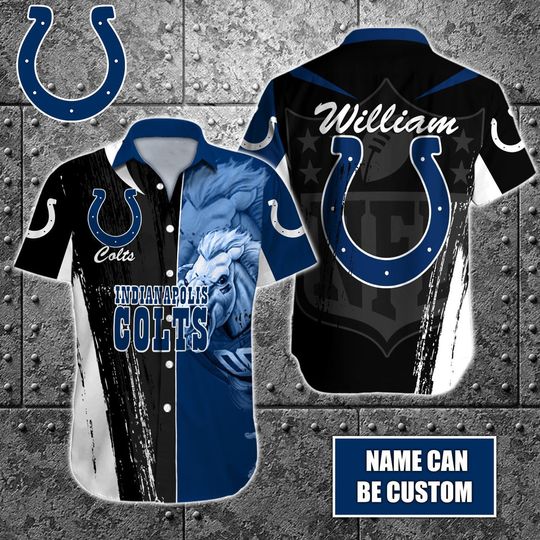 Discover football Indianapolis Colts Custom Name Special Half Tone Mascot Hawaiian Shirt