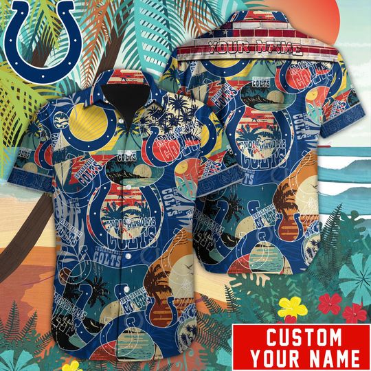 Discover football Indianapolis Colts Custom Name Special Vintage Style Hawaiian Shirt