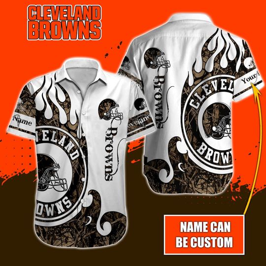 Discover football Cleveland Browns Custom Name Realtree Hunting Hawaiian Shirt