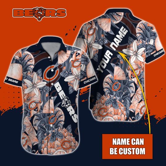 Discover football Chicago Bears Custom Name Special Tropical Fruit Hawaiian Shirt