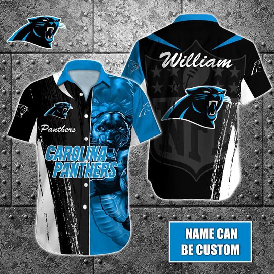 Discover football Carolina Panthers Custom Name Special Half Tone Mascot Hawaiian Shirt