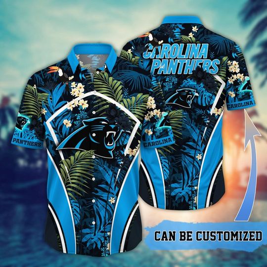 Discover football Carolina Panthers Custom Name Flower Summer Tropical Hawaiian Shirt