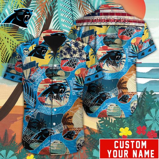 Discover football Carolina Panthers Custom Name Special Vintage Style Hawaiian Shirt