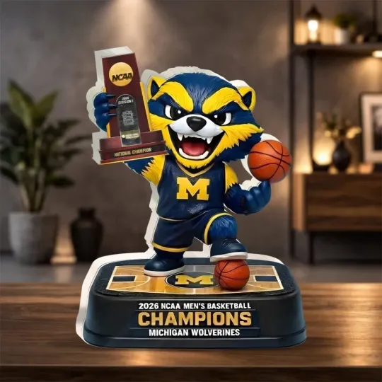 Discover Wolverines 2026 Men’s Basketball National Champions Shape Acrylic Plaque