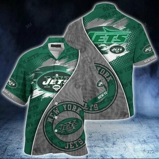 Discover football New York Jets Green Grey Hawaiian Shirt
