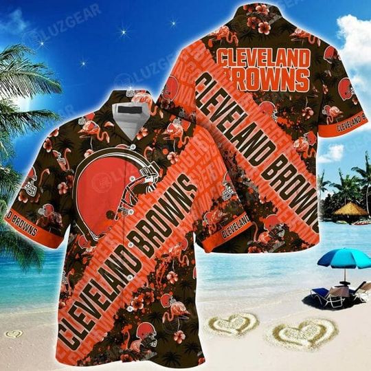 football Cleveland Browns Orange Hawaiian Shirt V3
