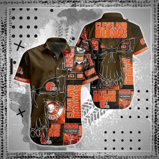 football Cleveland Browns Punisher Skull Hawaiian Shirt