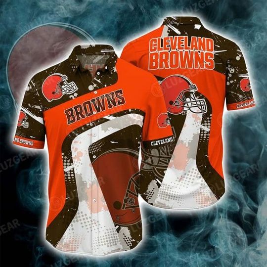 football Cleveland Browns Orange Hawaiian Shirt